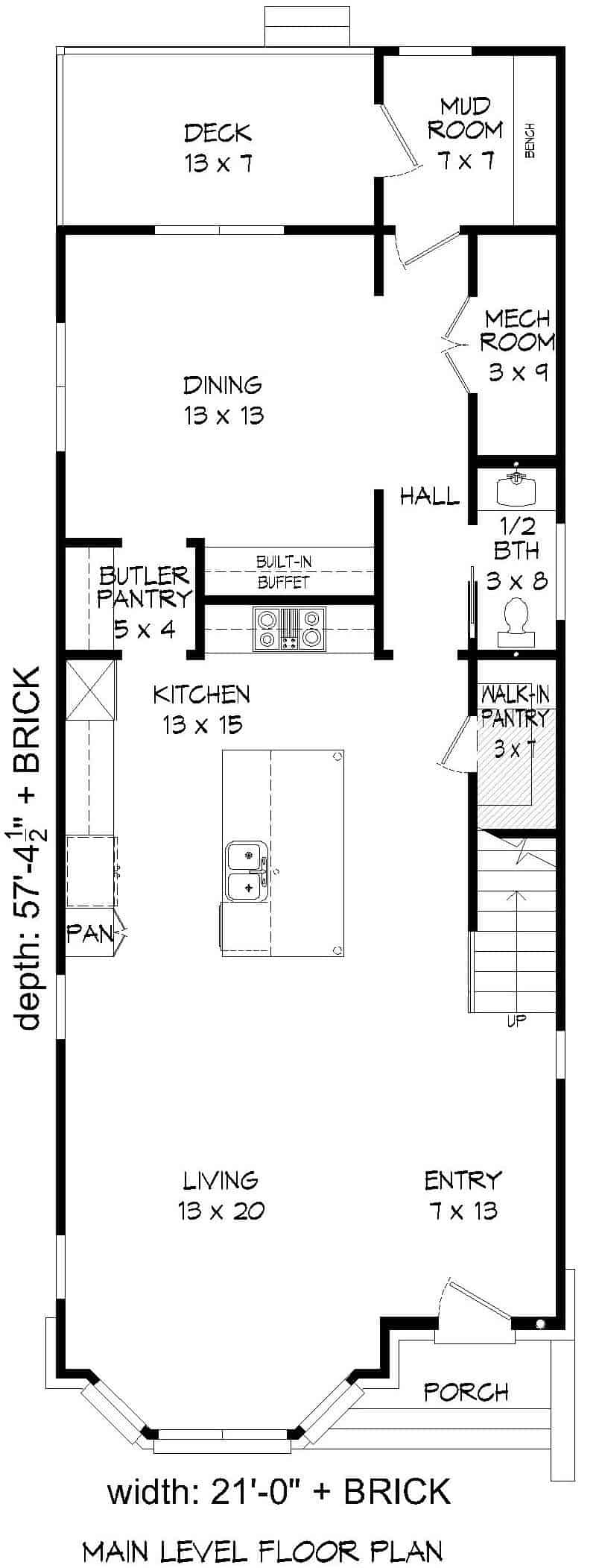 Main Level of Modern Plan #196-1232