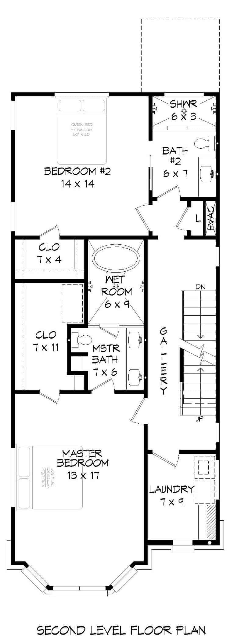 Upper Level of Modern Plan #196-1232