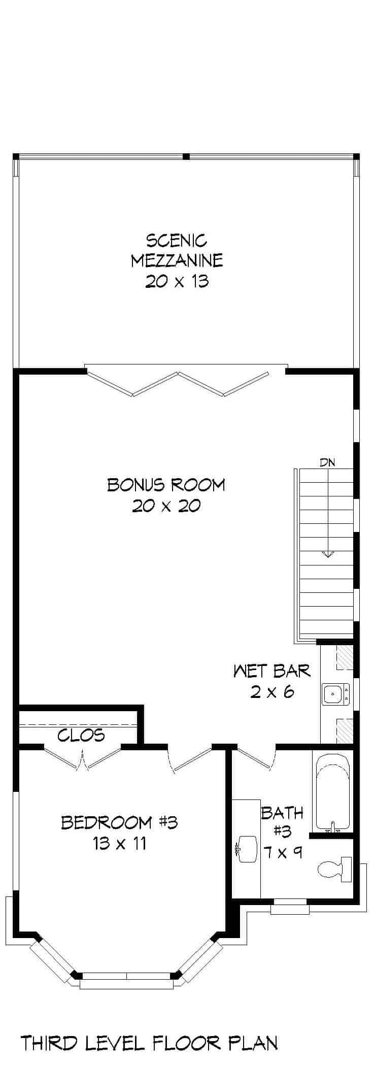 Third Story of Modern Plan #196-1232