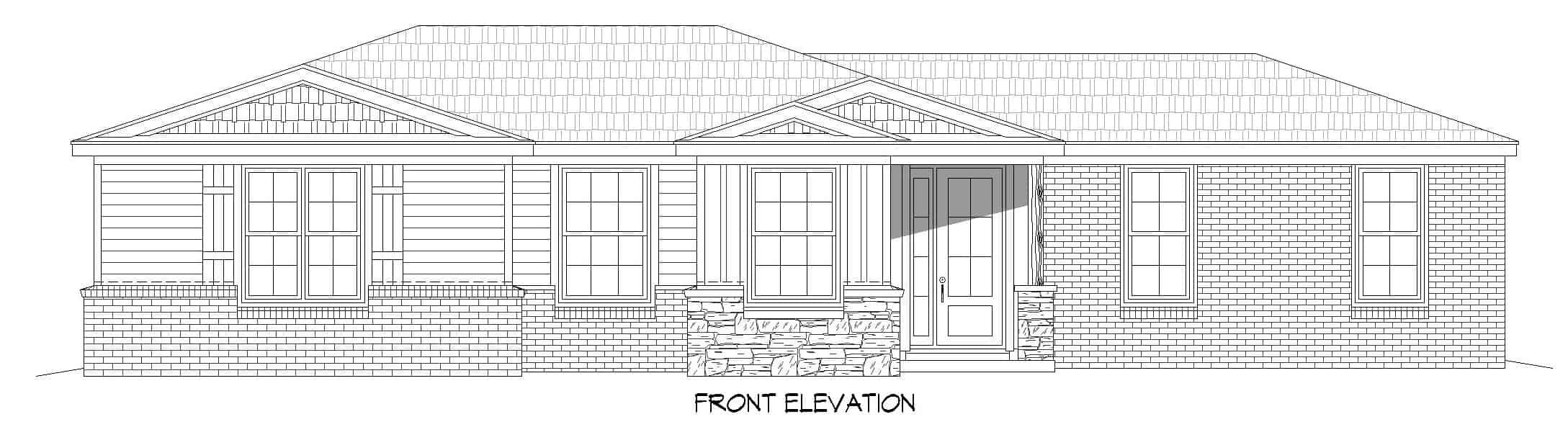Home Plan Front Elevation of this 1-Bedroom,1194 Sq Ft Plan -196-1233