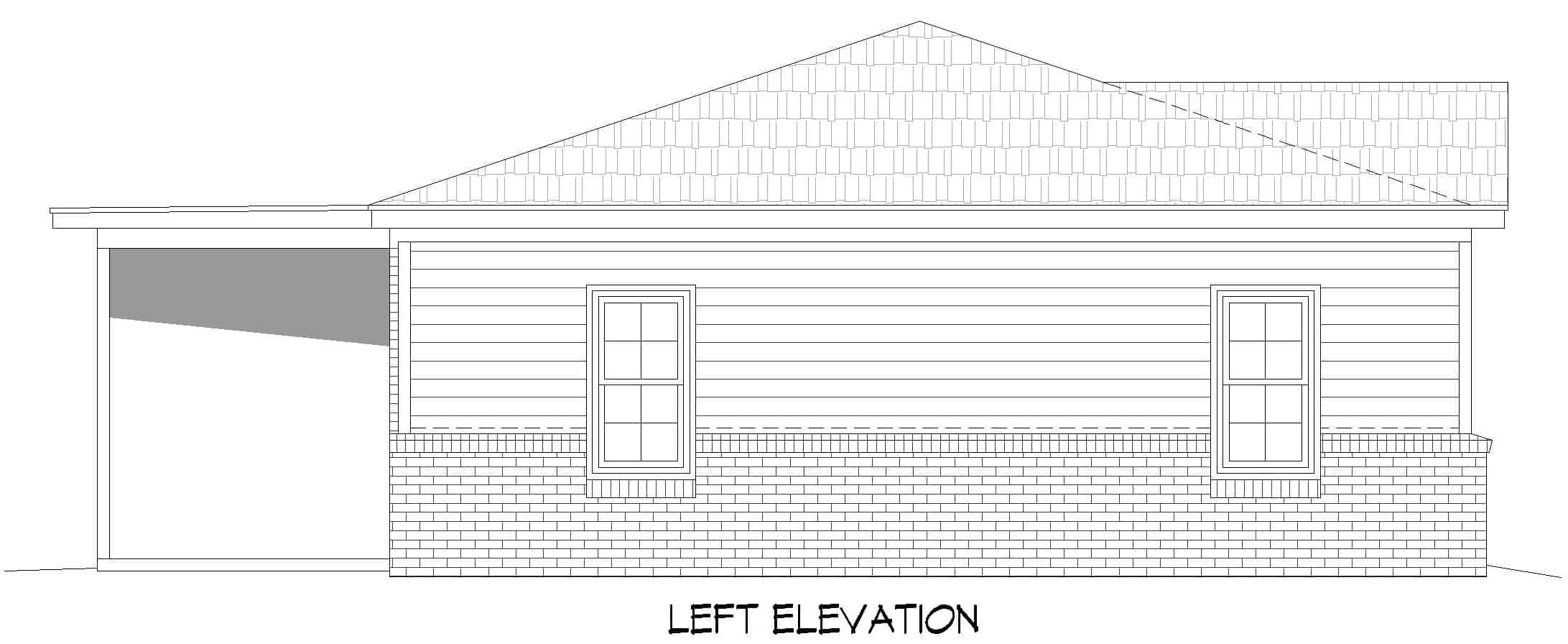 Home Plan Left Elevation of this 1-Bedroom,1194 Sq Ft Plan -196-1233