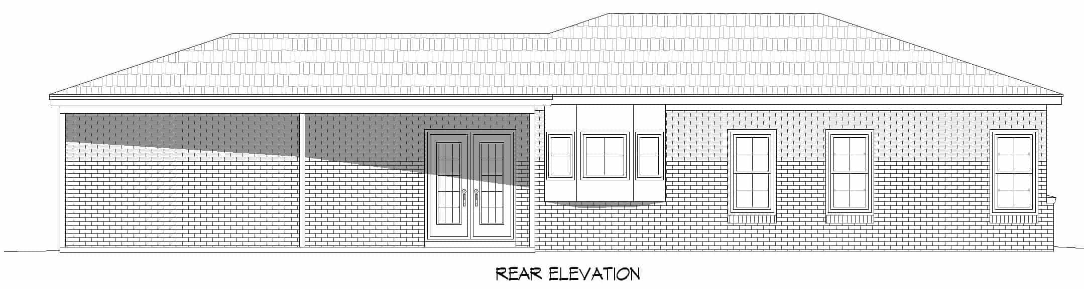 Home Plan Rear Elevation of this 1-Bedroom,1194 Sq Ft Plan -196-1233