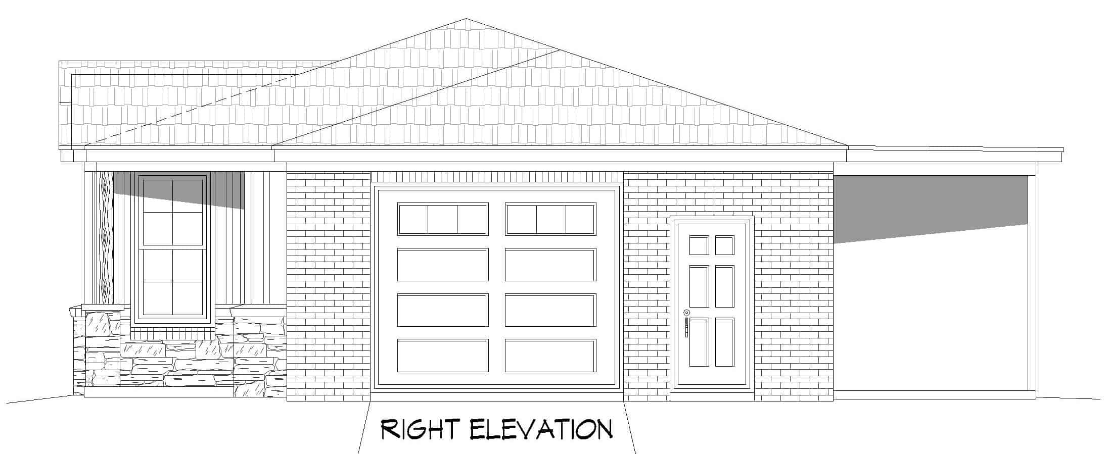 Home Plan Right Elevation of this 1-Bedroom,1194 Sq Ft Plan -196-1233