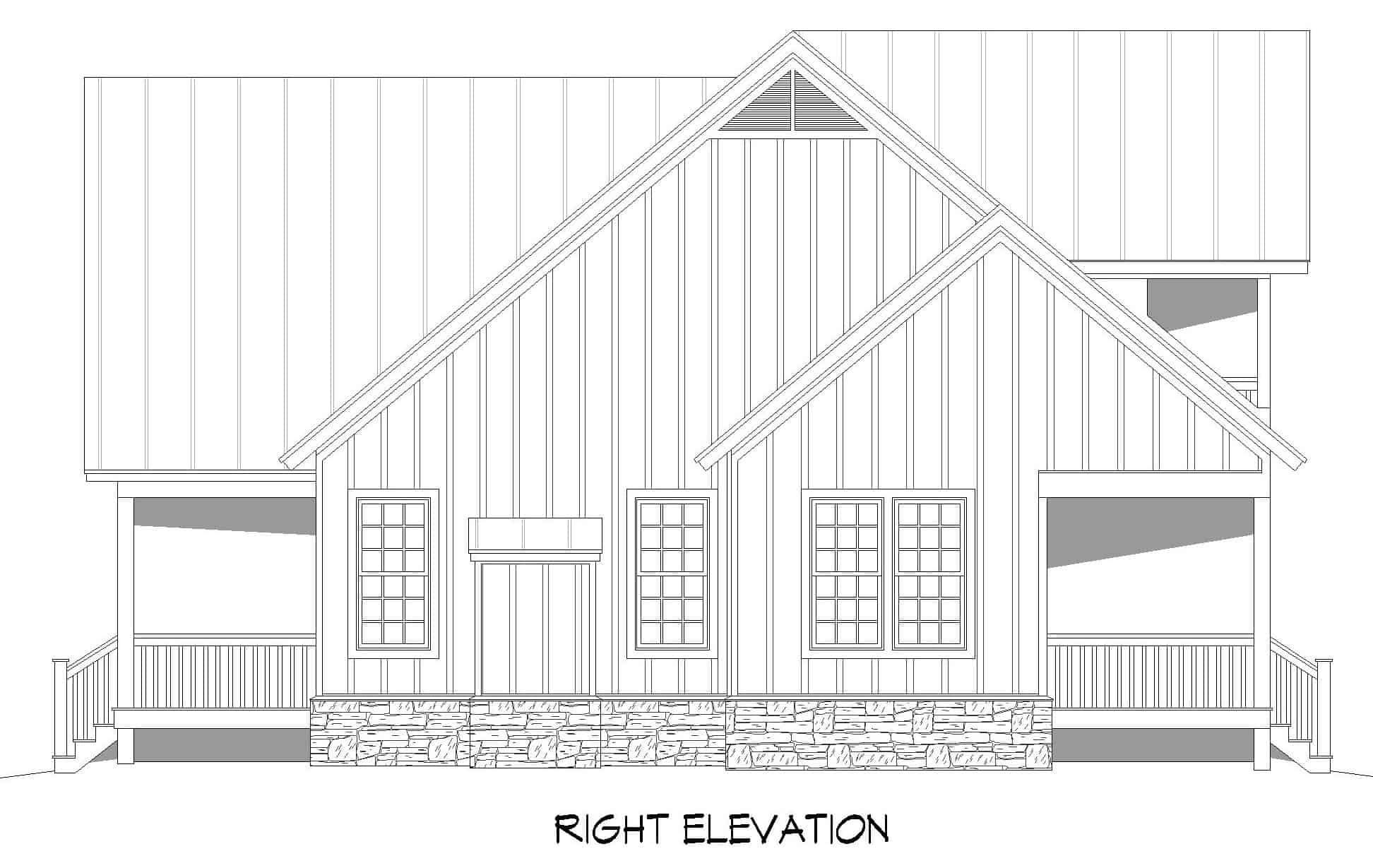 Home Plan Right Elevation of this 3-Bedroom,2100 Sq Ft Plan -196-1237