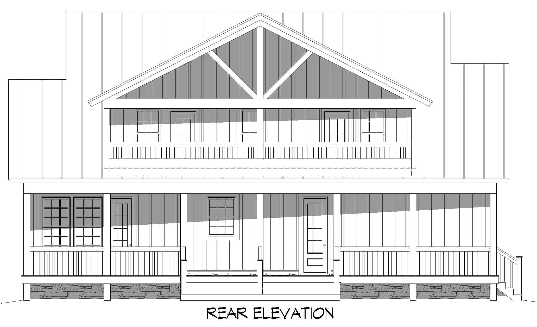 Home Plan Rear Elevation of this 3-Bedroom,2100 Sq Ft Plan -196-1237