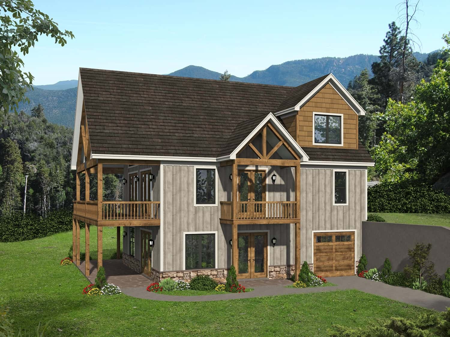 Rustic style house (ThePlanCollection: Plan #196-1239)