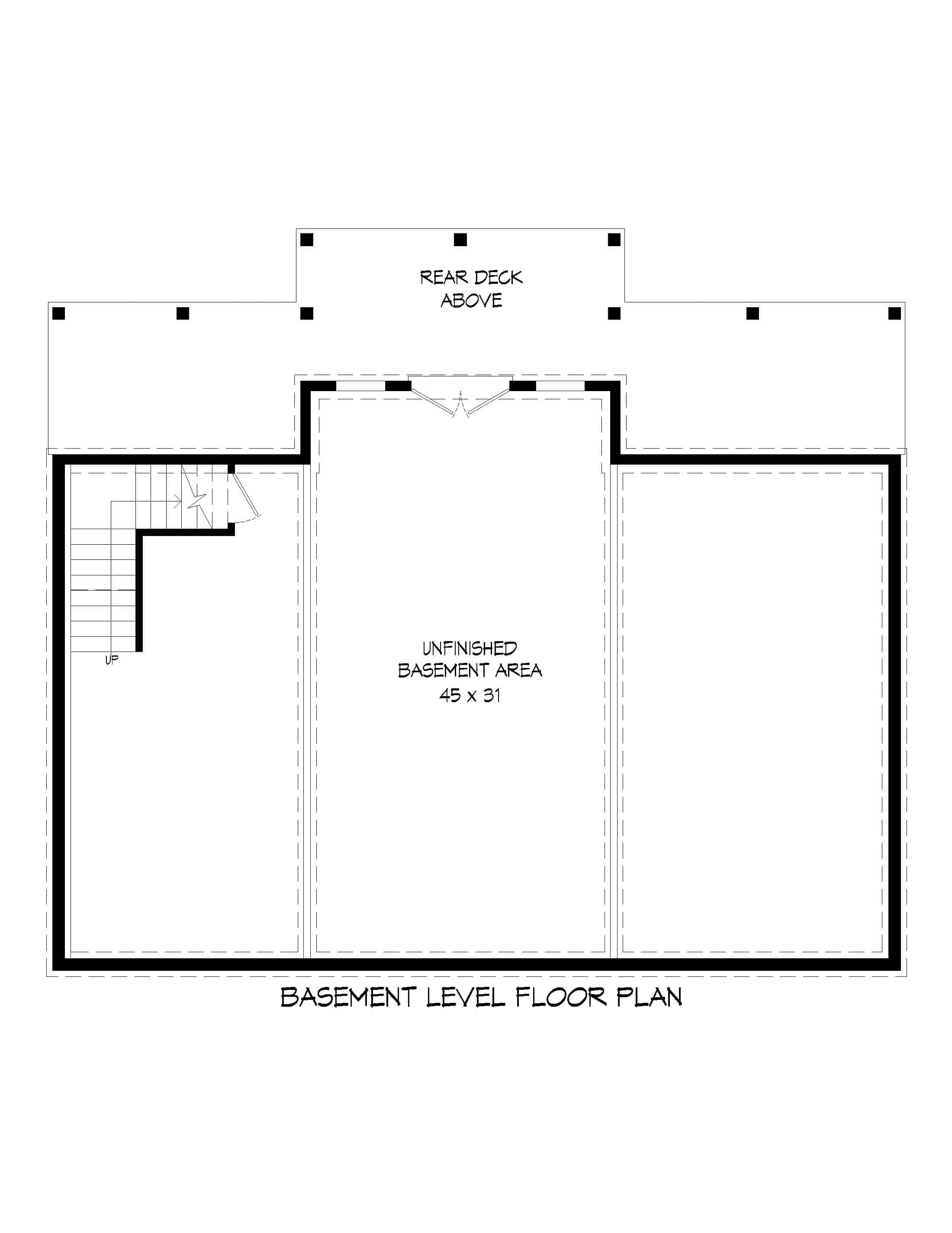 Basement of Cottage Plan #196-1240