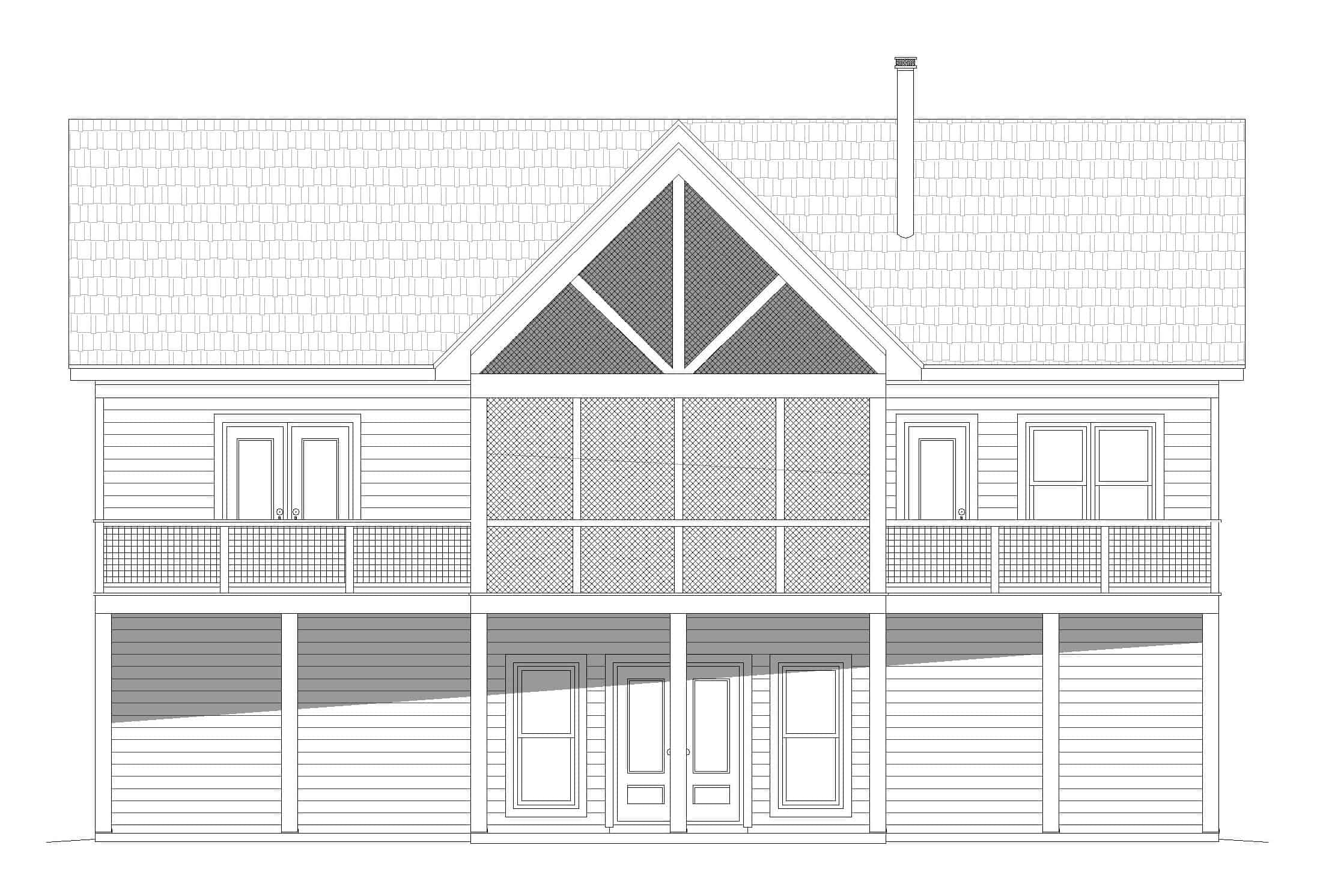 Home Plan Rear Elevation of this 4-Bedroom,2633 Sq Ft Plan -196-1241