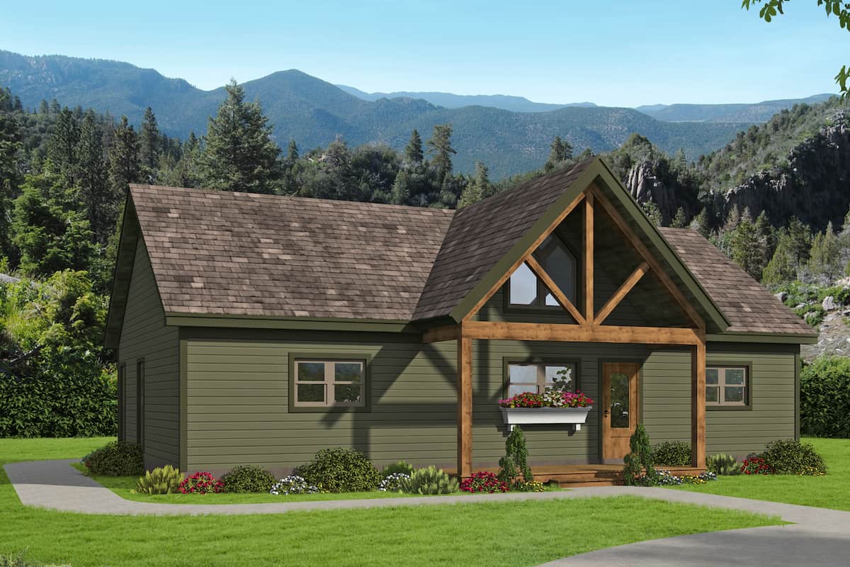 Rustic Ranch style house (ThePlanCollection: Plan #196-1242)