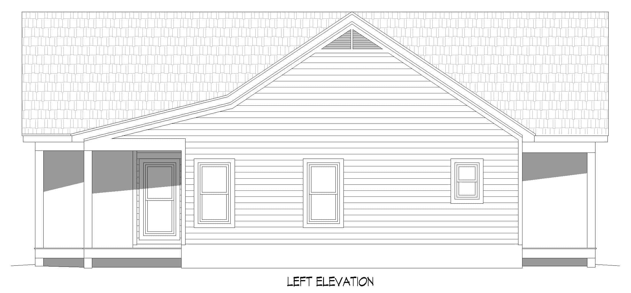 Home Plan Left Elevation of this 2-Bedroom,1357 Sq Ft Plan -196-1243