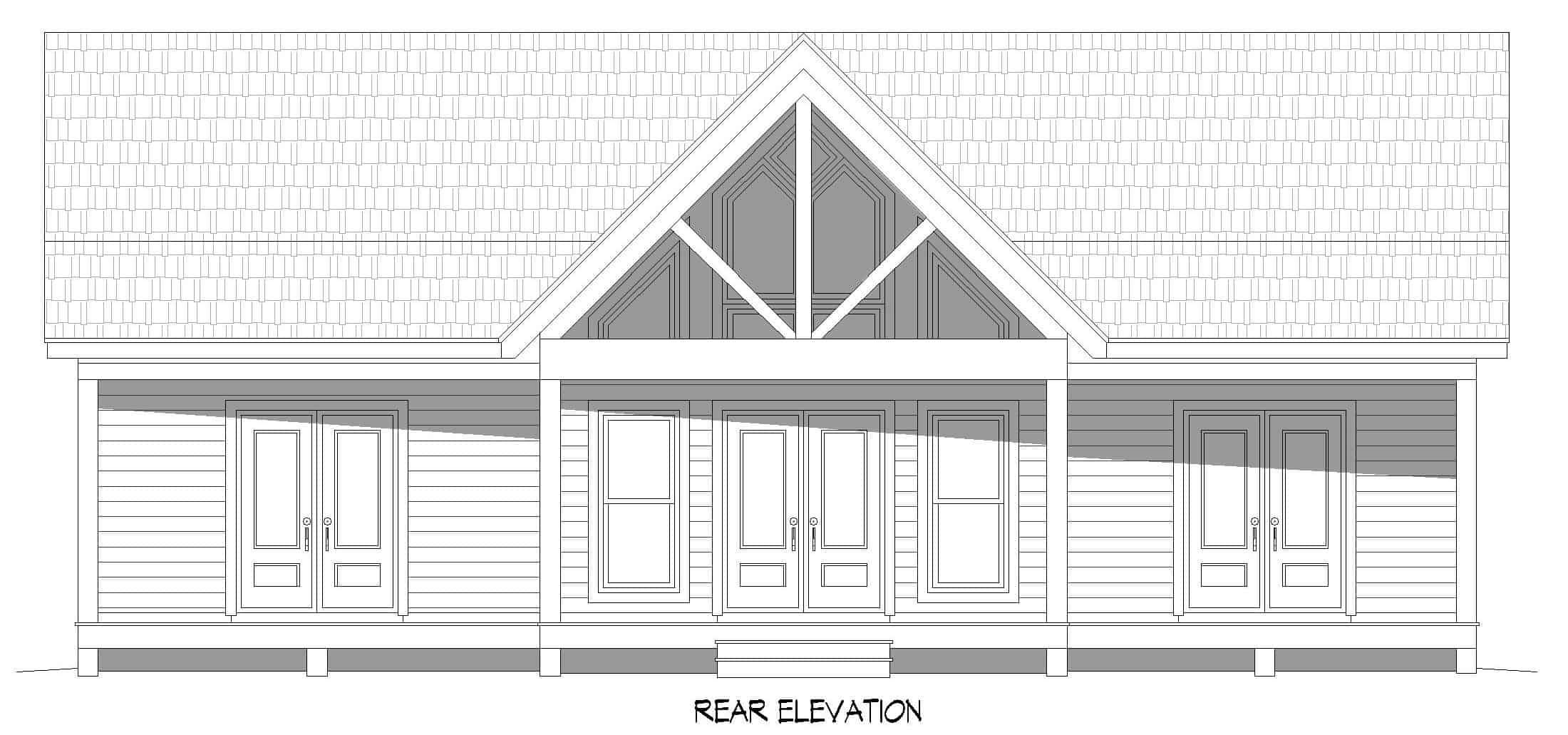 Home Plan Rear Elevation of this 2-Bedroom,1357 Sq Ft Plan -196-1243