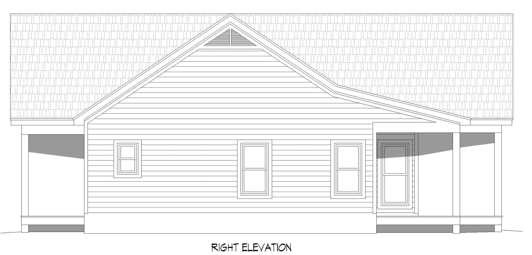 Home Plan Right Elevation of this 2-Bedroom,1357 Sq Ft Plan -196-1243