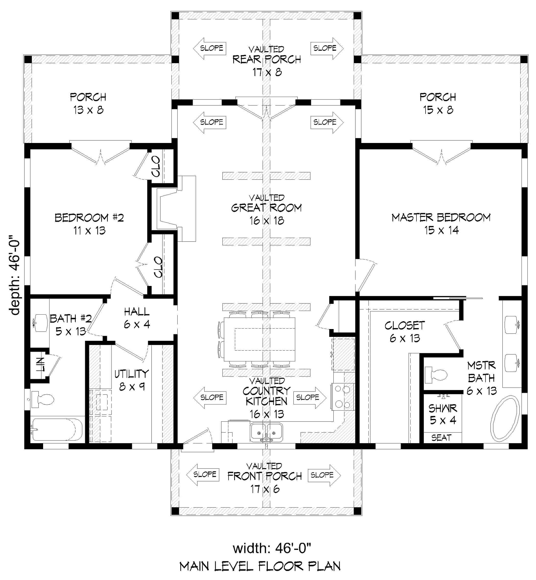 Main Level of Ranch Plan #196-1243
