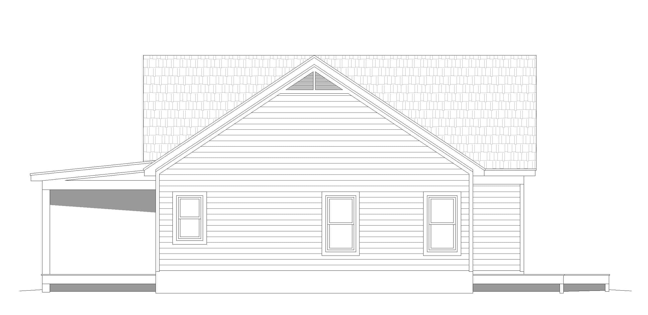 Home Plan Left Elevation of this 2-Bedroom,1365 Sq Ft Plan -196-1244