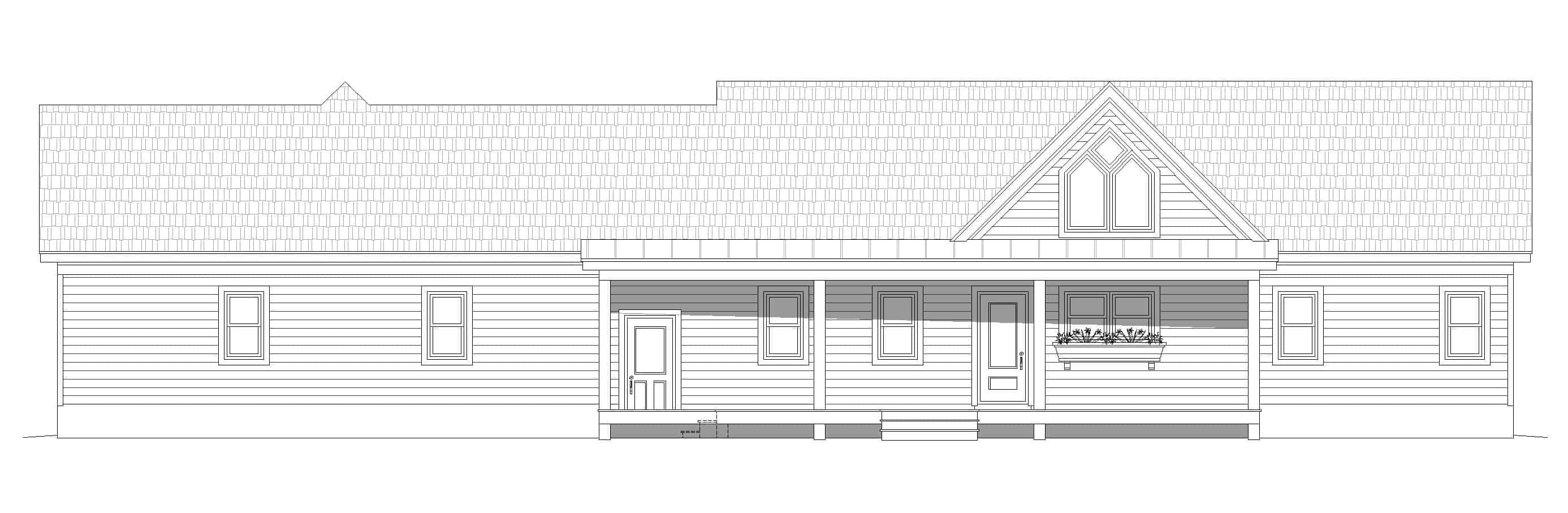 Home Plan Rear Elevation of this 2-Bedroom,1365 Sq Ft Plan -196-1244