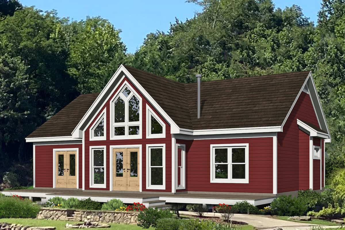 Rear View of this 3-Bedroom, 1368 Sq Ft Plan - 196-1245