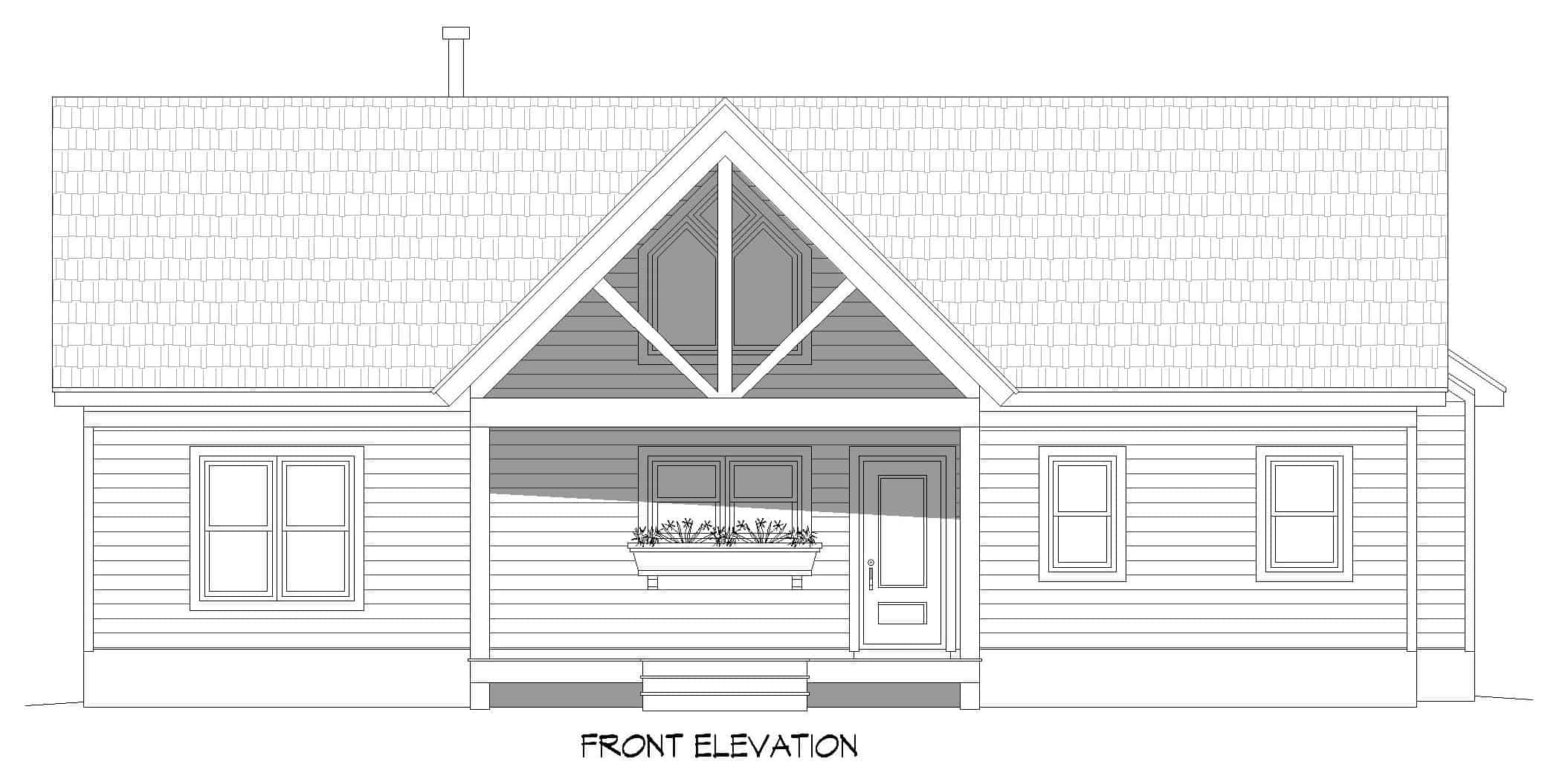 Home Plan Front Elevation of this 3-Bedroom,1368 Sq Ft Plan -196-1245