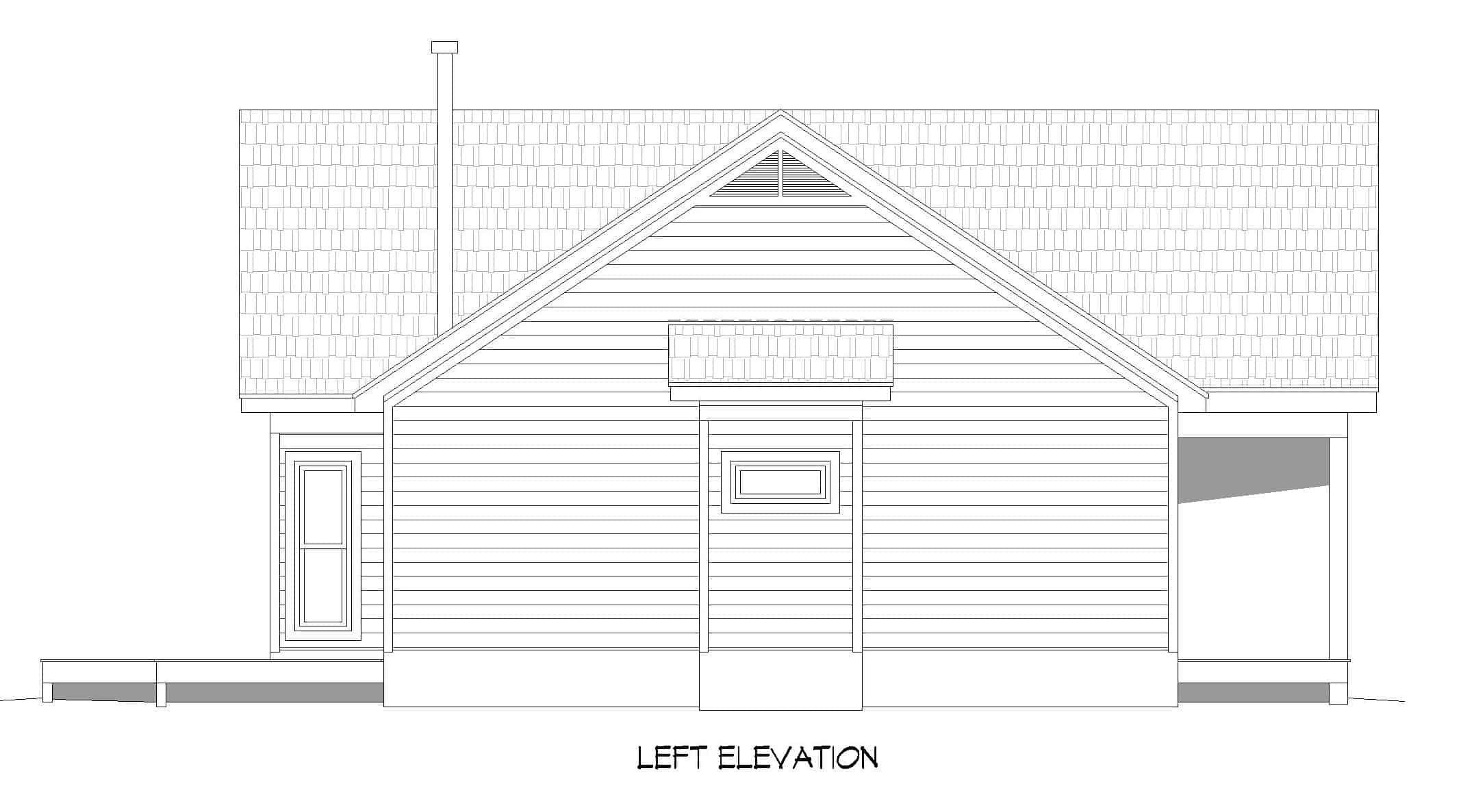 Home Plan Left Elevation of this 3-Bedroom,1368 Sq Ft Plan -196-1245
