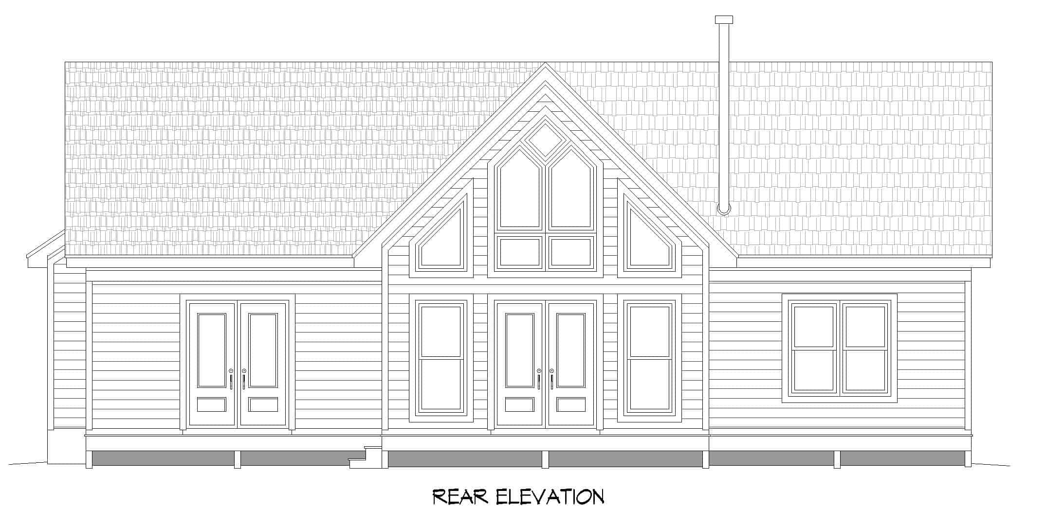 Home Plan Rear Elevation of this 3-Bedroom,1368 Sq Ft Plan -196-1245