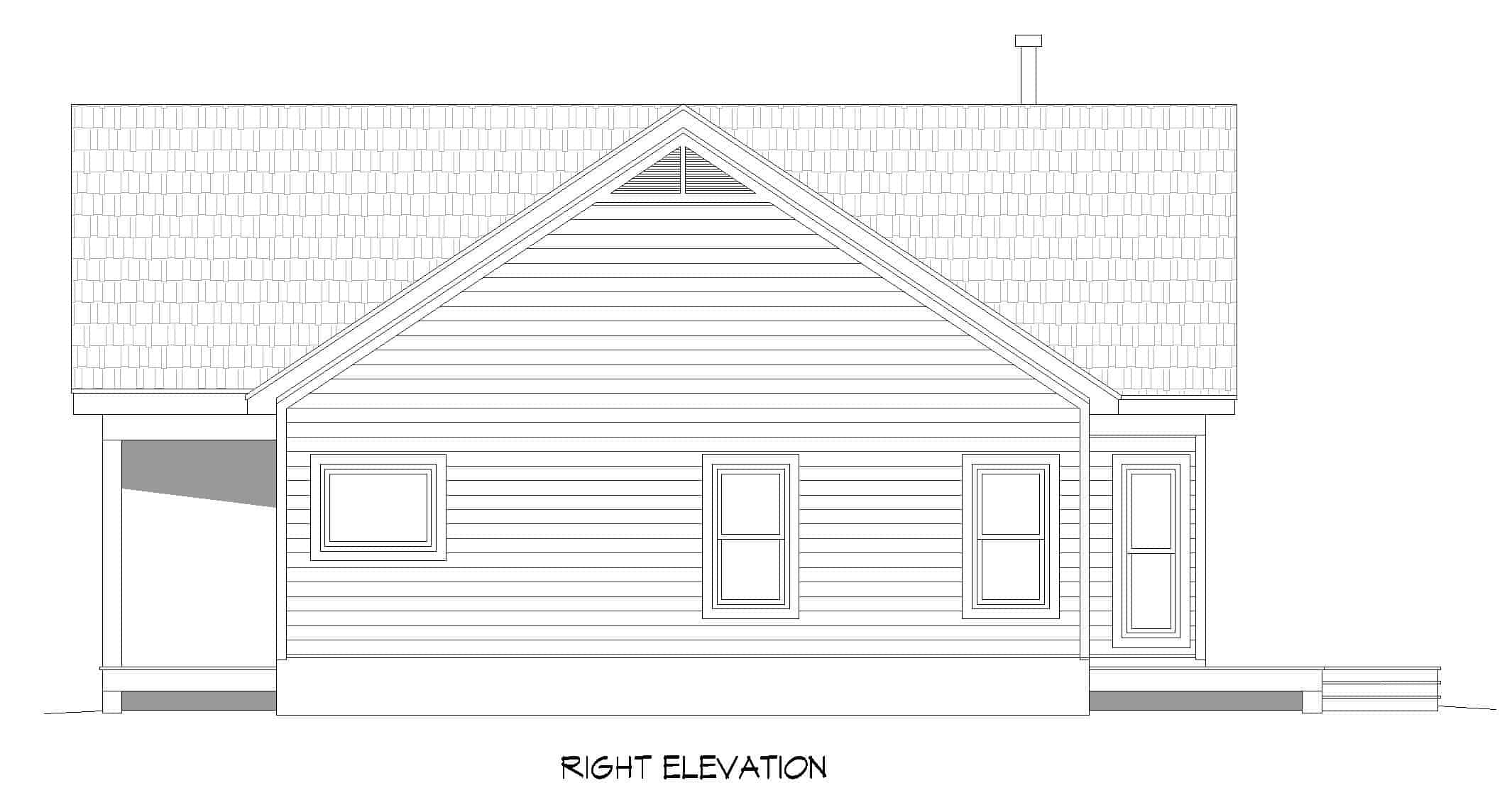 Home Plan Right Elevation of this 3-Bedroom,1368 Sq Ft Plan -196-1245