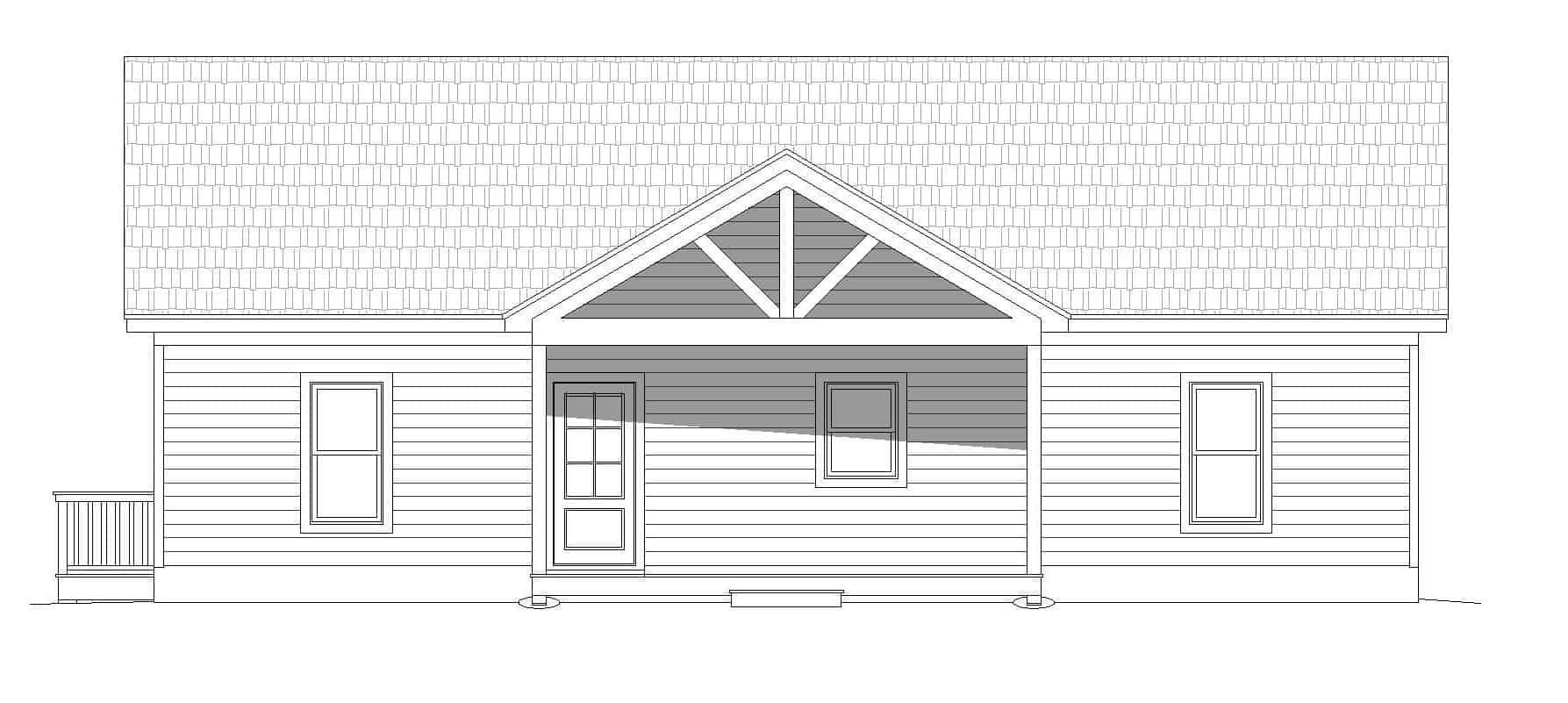 Home Plan Front Elevation of this 3-Bedroom,1380 Sq Ft Plan -196-1246