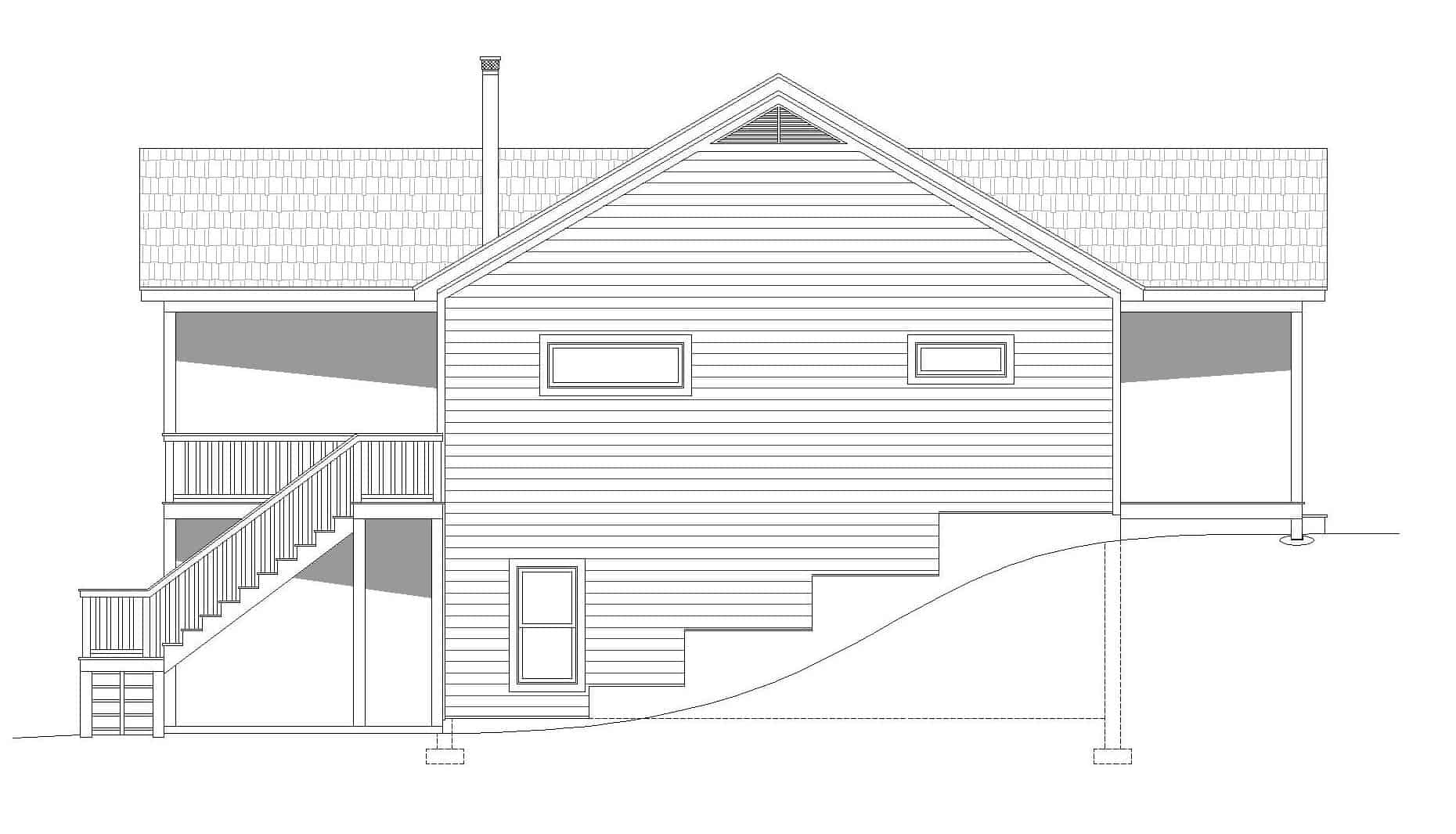 Home Plan Left Elevation of this 3-Bedroom,1380 Sq Ft Plan -196-1246