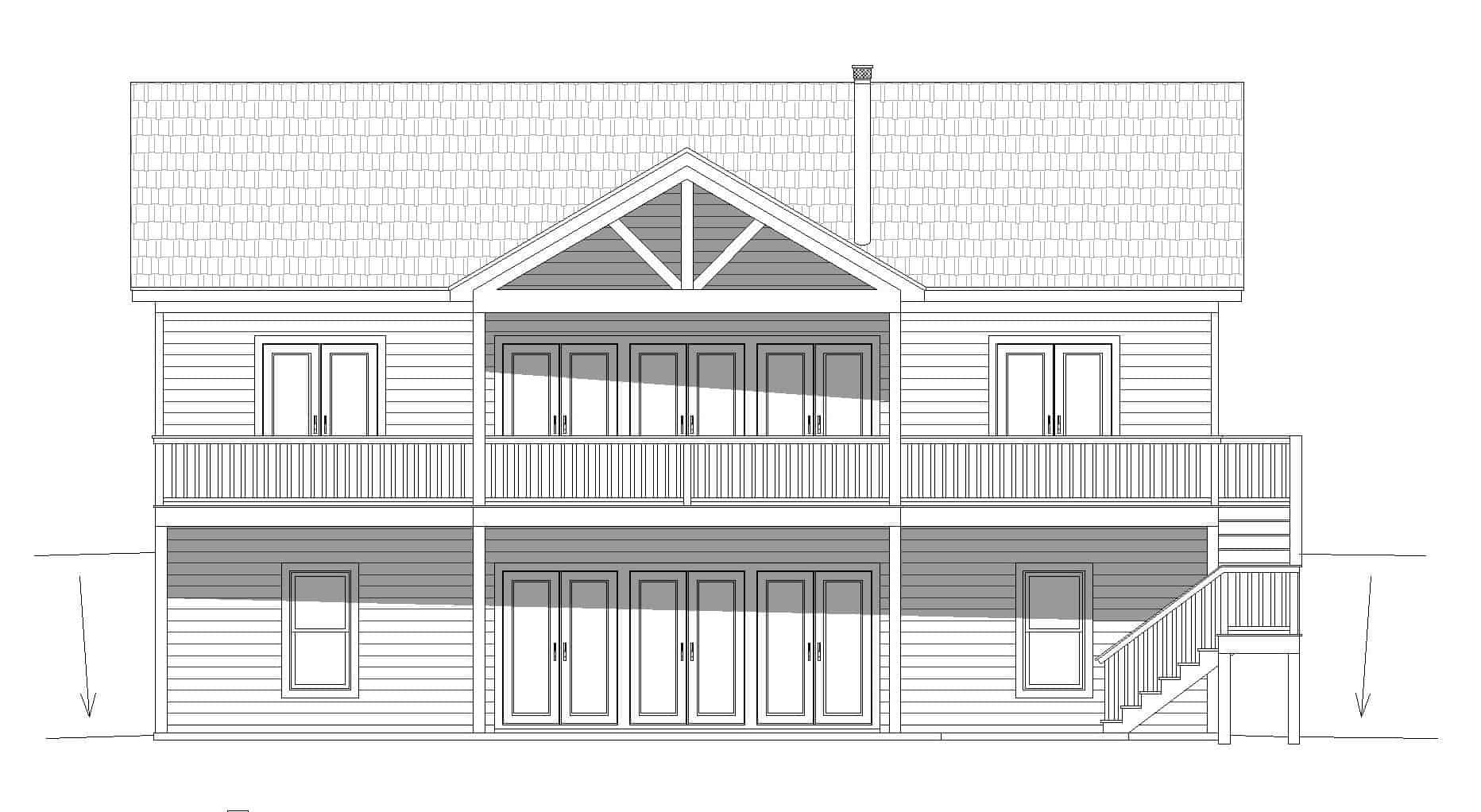 Home Plan Rear Elevation of this 3-Bedroom,1380 Sq Ft Plan -196-1246