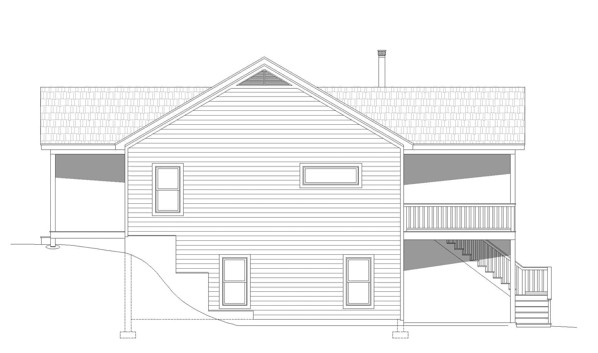 Home Plan Right Elevation of this 3-Bedroom,1380 Sq Ft Plan -196-1246