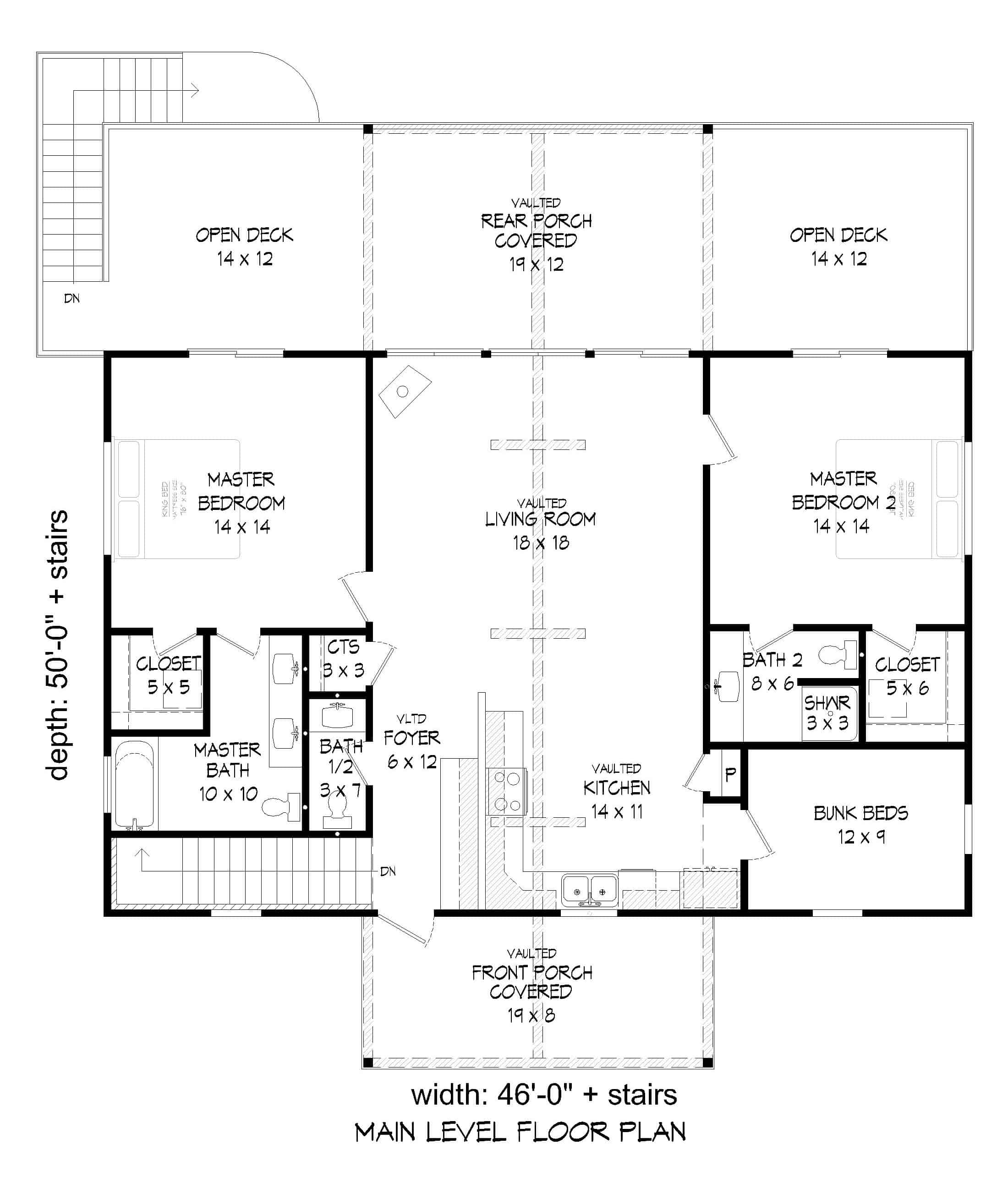 Main Level of Ranch Plan #196-1246