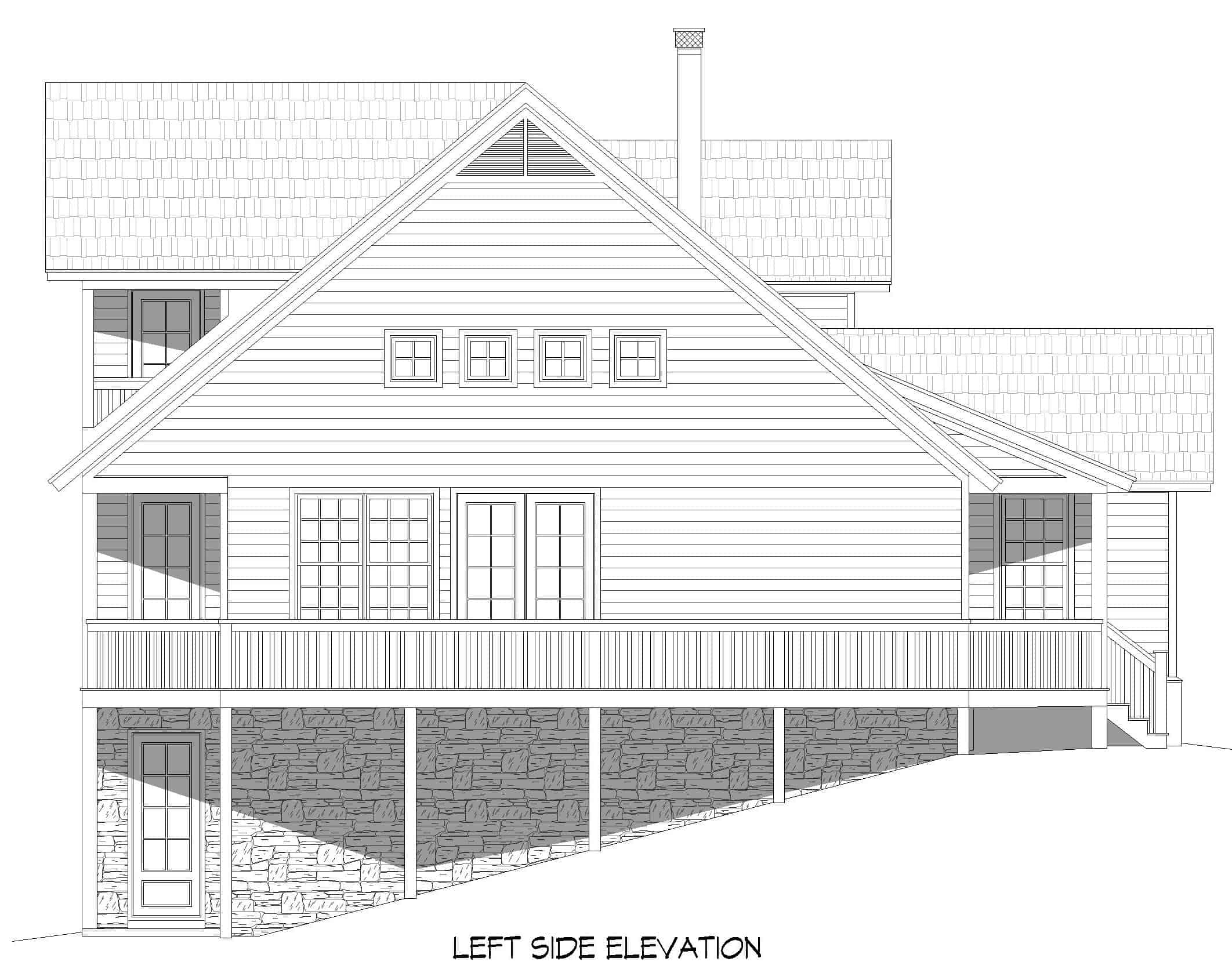 Home Plan Left Elevation of this 3-Bedroom,1970 Sq Ft Plan -196-1247