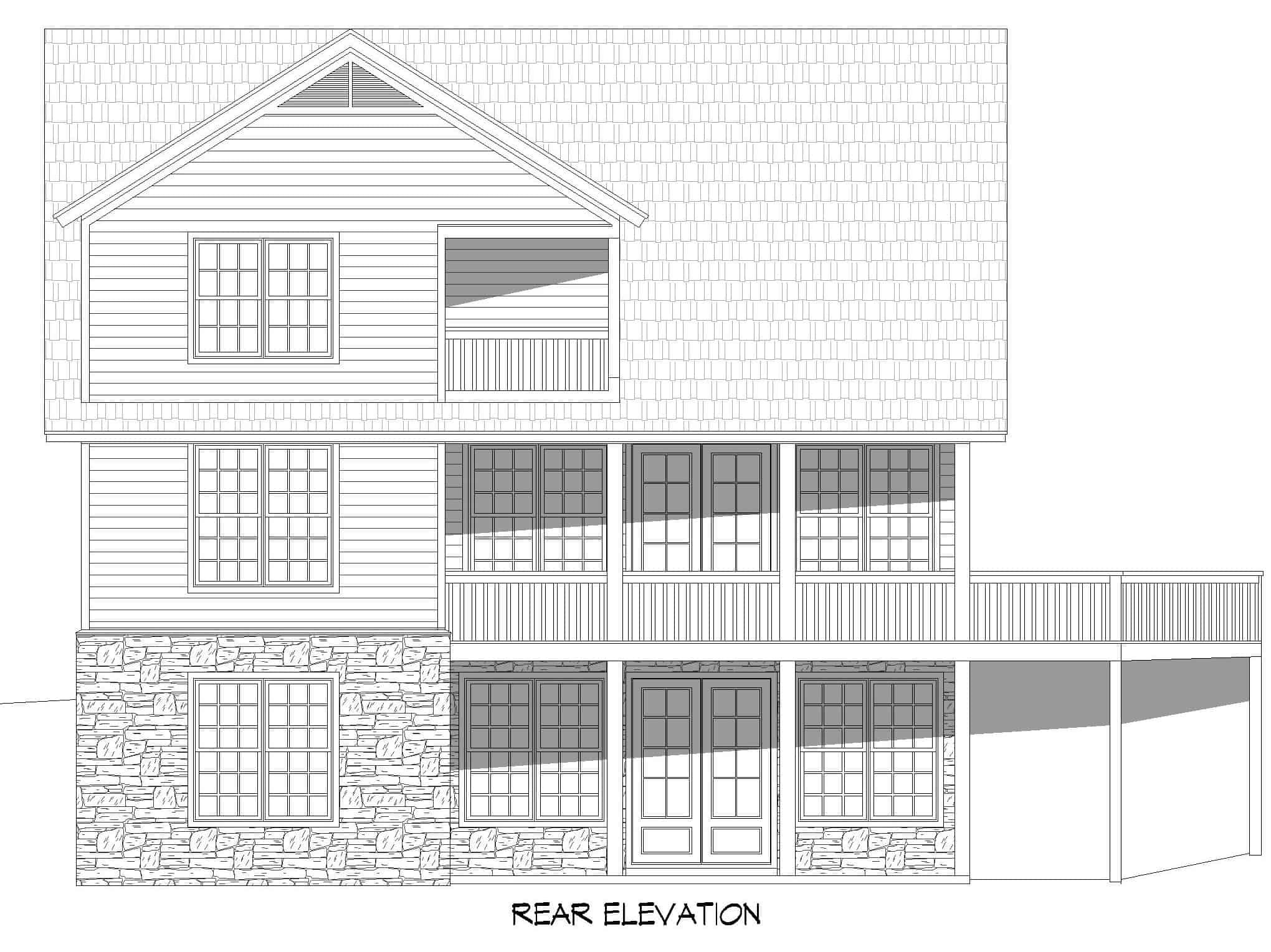 Home Plan Rear Elevation of this 3-Bedroom,1970 Sq Ft Plan -196-1247