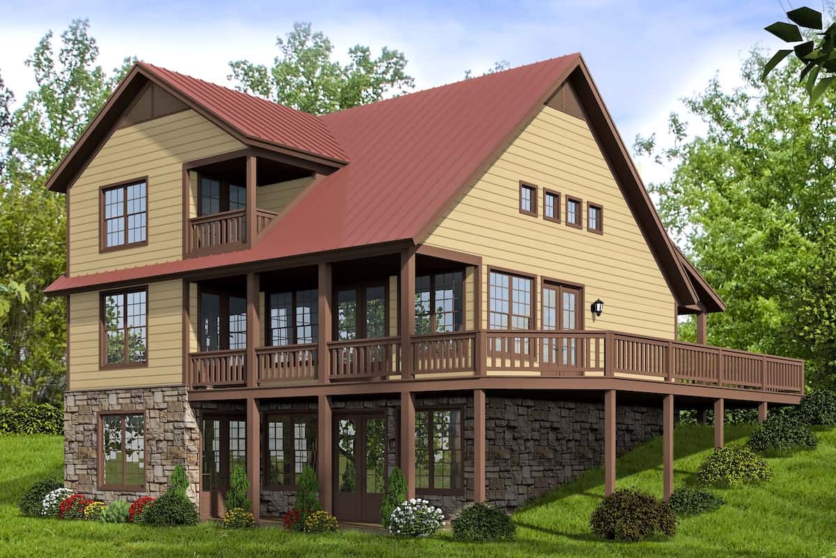 Rear View of this 3-Bedroom, 1970 Sq Ft Plan - 196-1247
