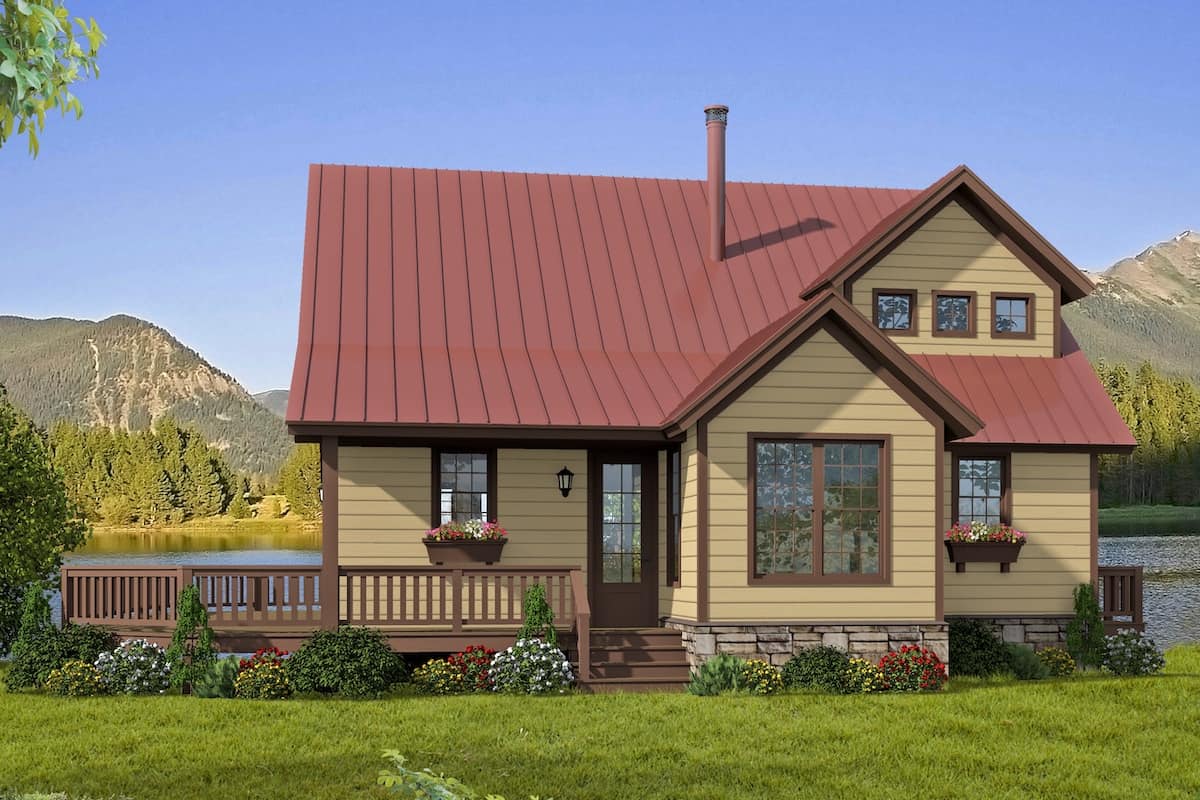 Farmhouse style cottage (ThePlanCollection: Plan #196-1247)