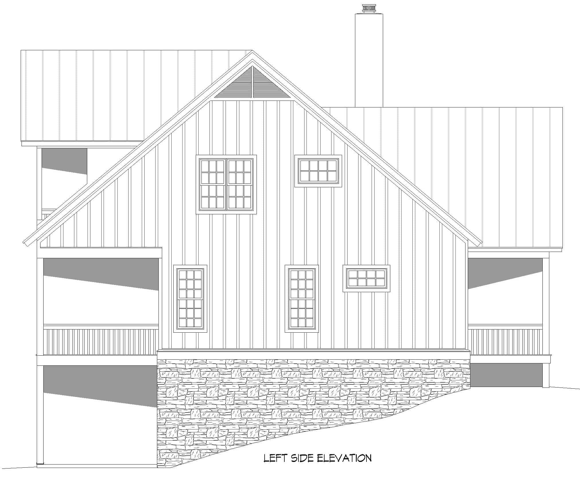 Home Plan Left Elevation of this 3-Bedroom,2458 Sq Ft Plan -196-1248
