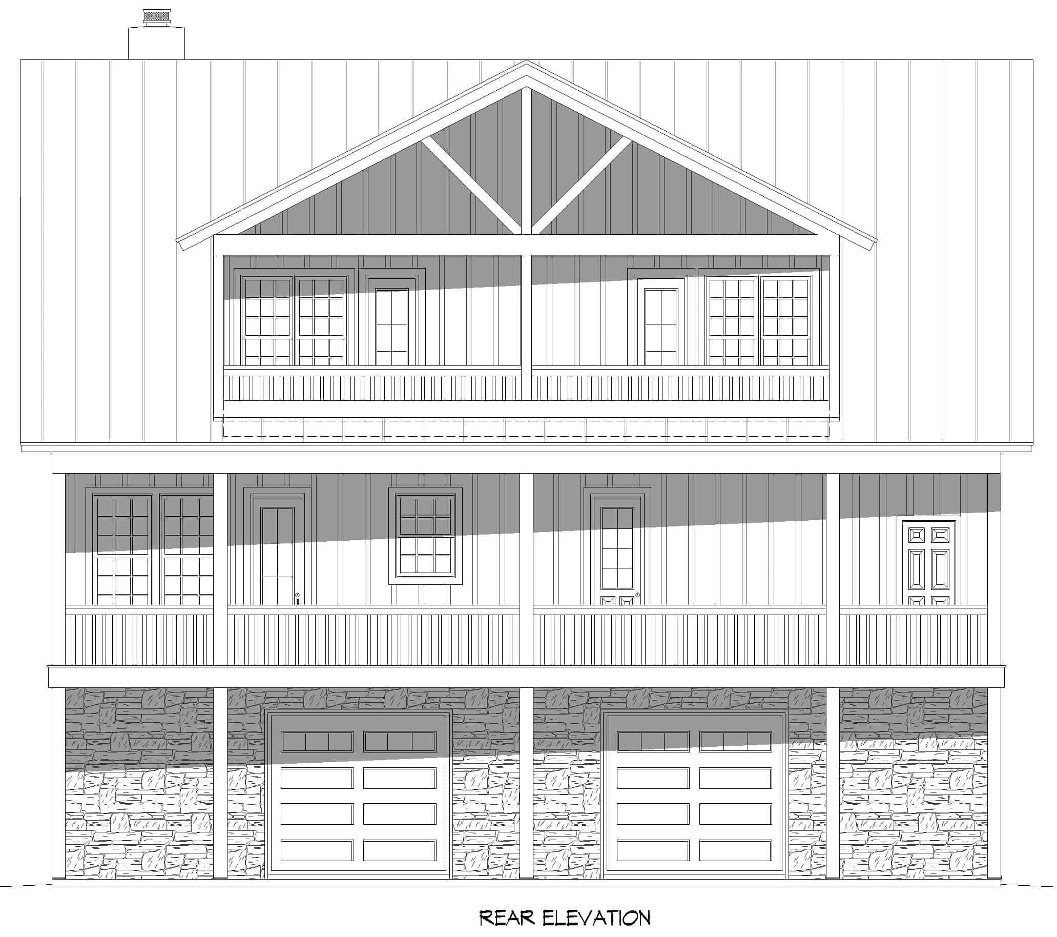 Home Plan Rear Elevation of this 3-Bedroom,2458 Sq Ft Plan -196-1248
