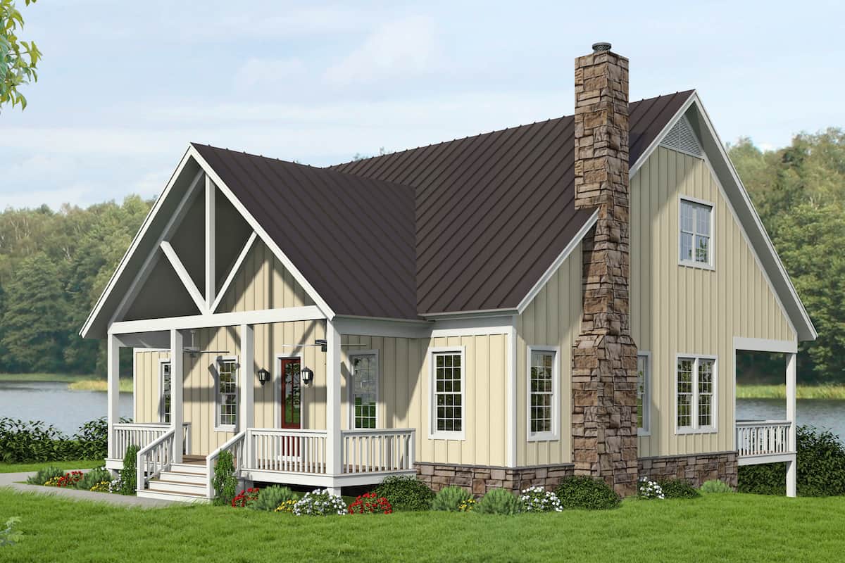 Farmhouse Cottage (ThePlanCollection: House Plan #196-1248)
