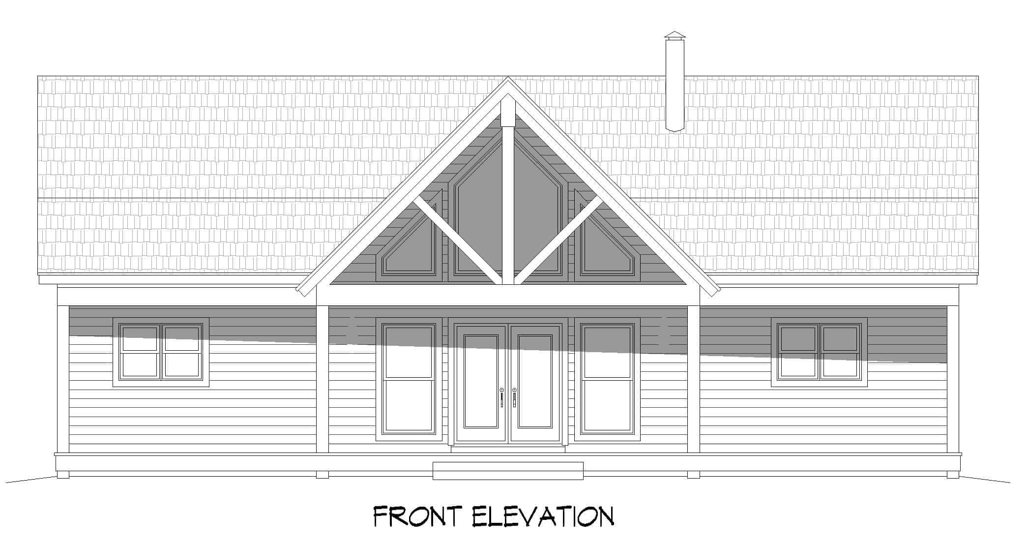 Home Plan Front Elevation of this 2-Bedroom,1500 Sq Ft Plan -196-1250