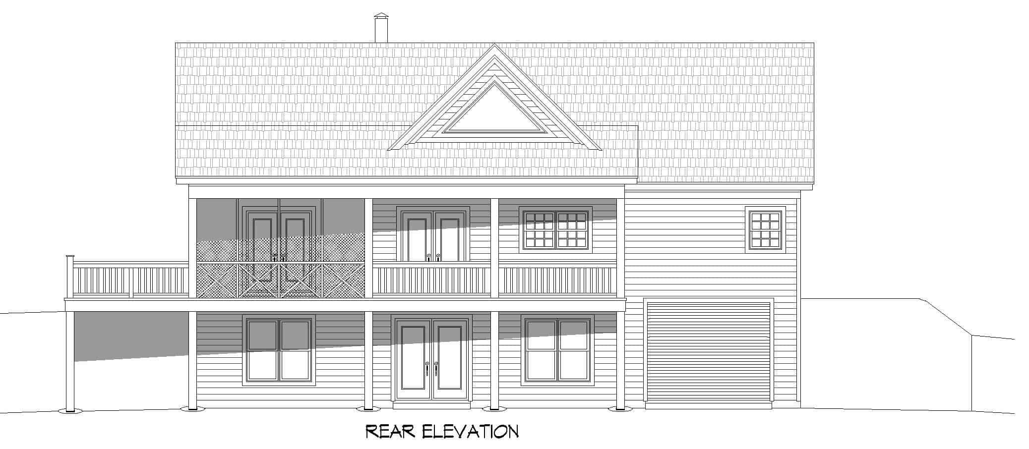Home Plan Rear Elevation of this 2-Bedroom,1500 Sq Ft Plan -196-1250