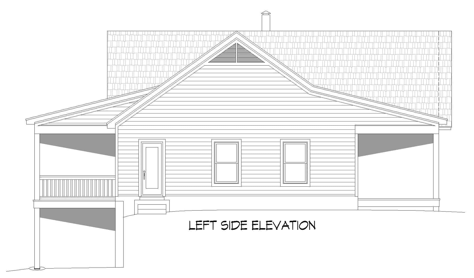 Home Plan Left Elevation of this 2-Bedroom,1500 Sq Ft Plan -196-1250