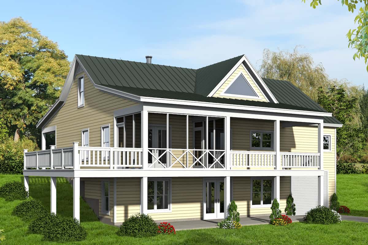 Rear View of this 2-Bedroom, 1500 Sq Ft Plan - 196-1250