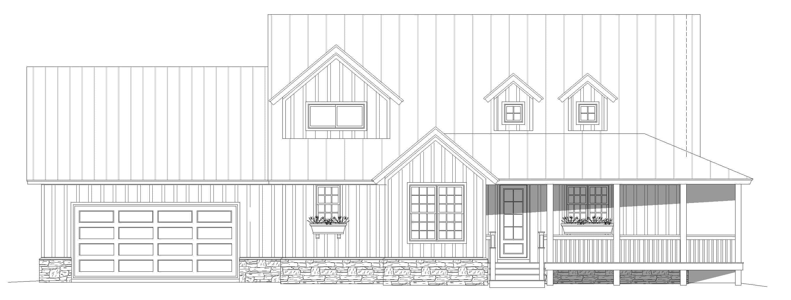 Home Plan Front Elevation of this 3-Bedroom,2123 Sq Ft Plan -196-1251