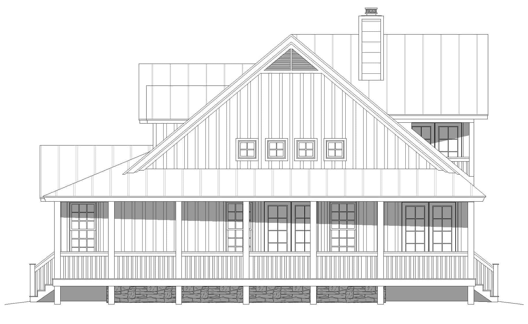 Home Plan Right Elevation of this 3-Bedroom,2123 Sq Ft Plan -196-1251