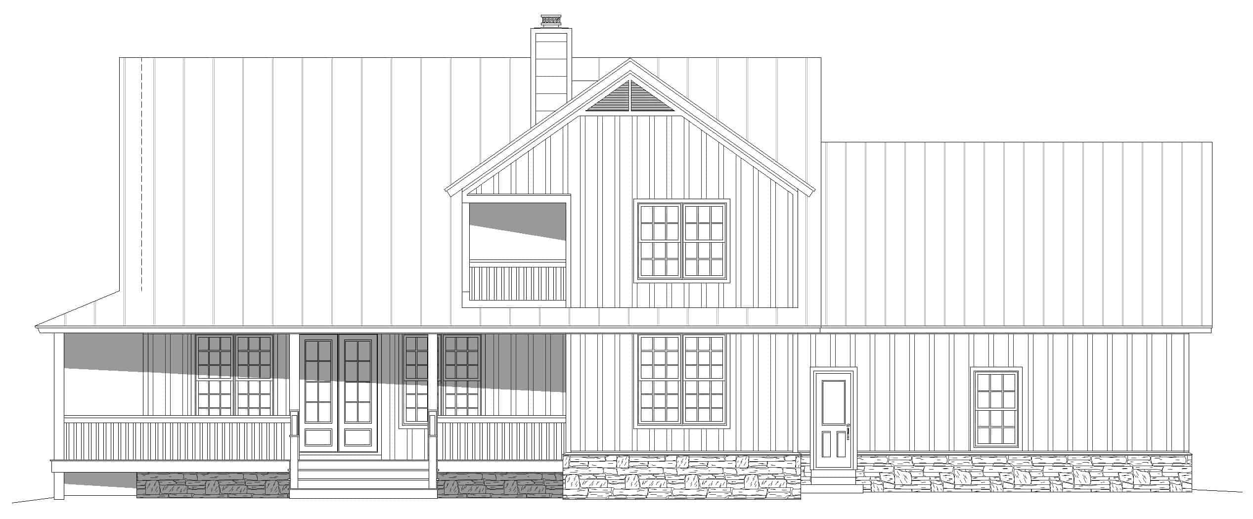 Home Plan Rear Elevation of this 3-Bedroom,2123 Sq Ft Plan -196-1251