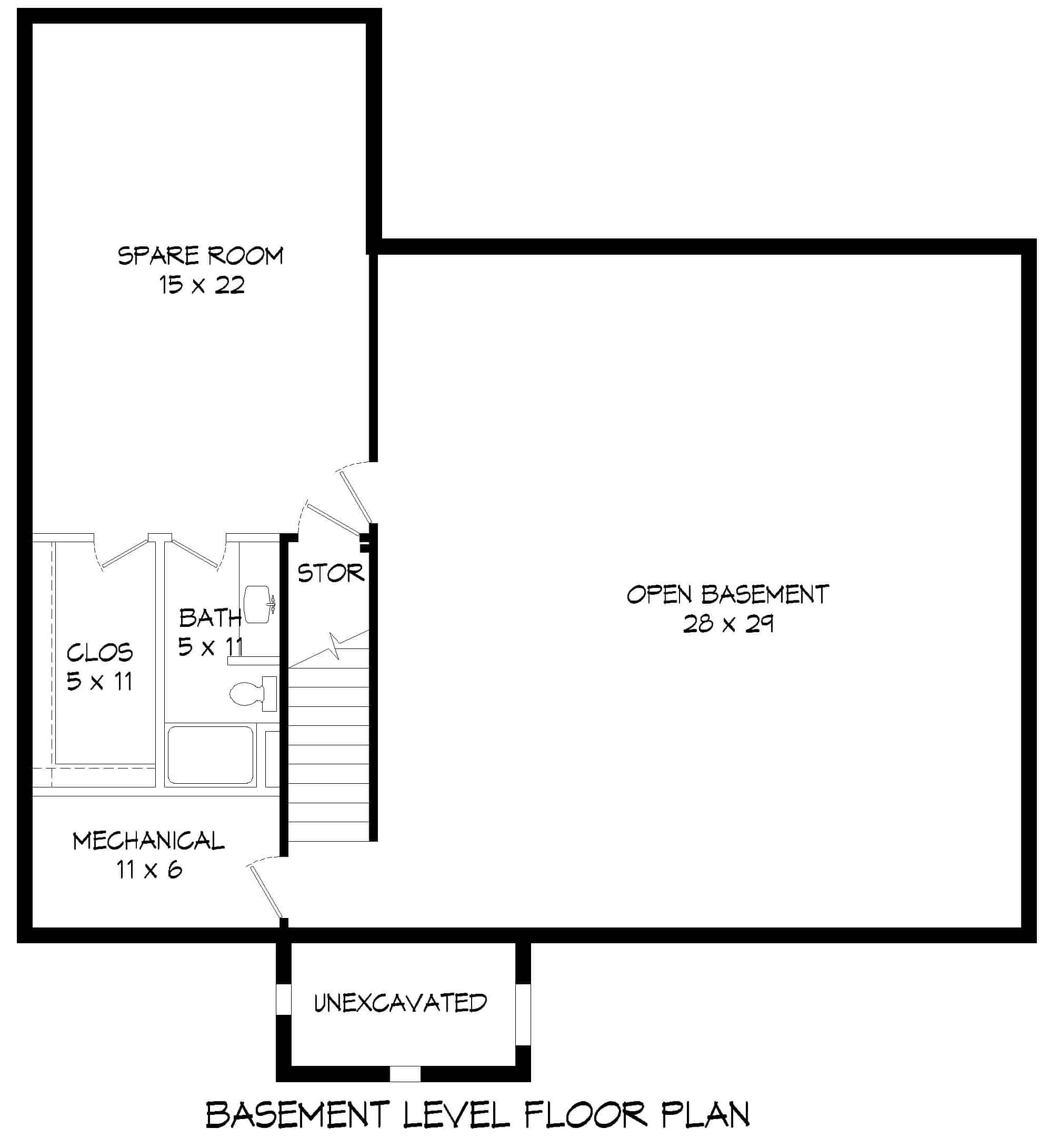 Basement of Farmhouse Plan #196-1251