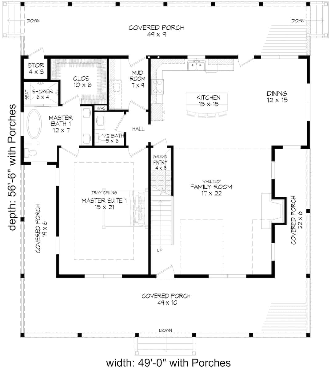 Main Level of Contemporary Plan #196-1252