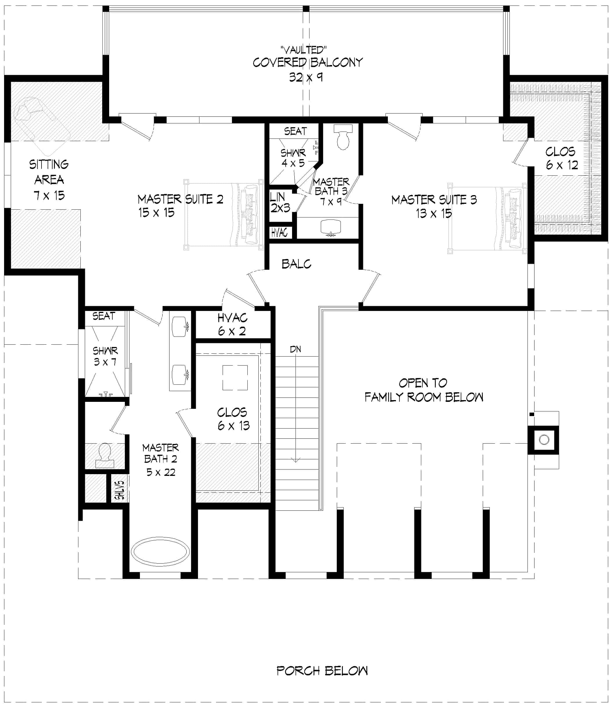 Upper Level of Contemporary Plan #196-1252