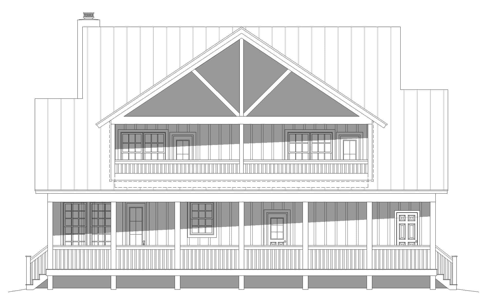 Home Plan Rear Elevation of this 3-Bedroom,2718 Sq Ft Plan -196-1252