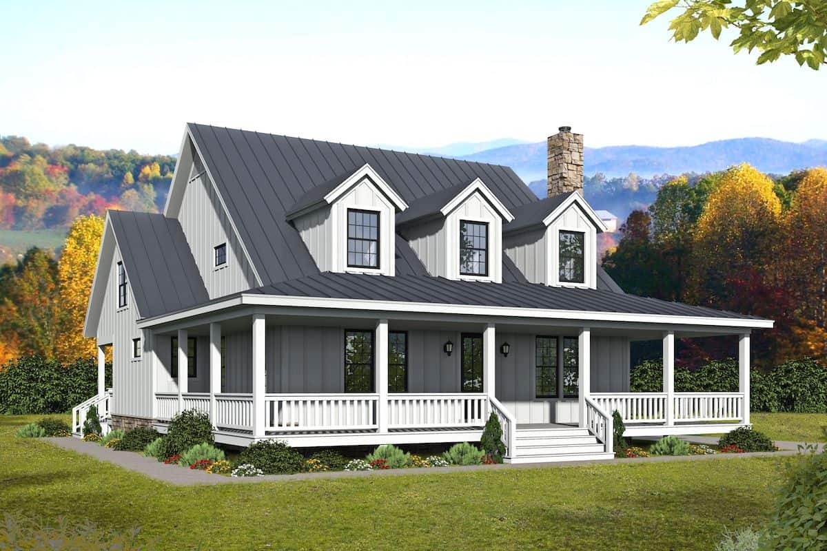 Cape Cod Farmhouse (ThePlanCollection: Plan #196-1252)