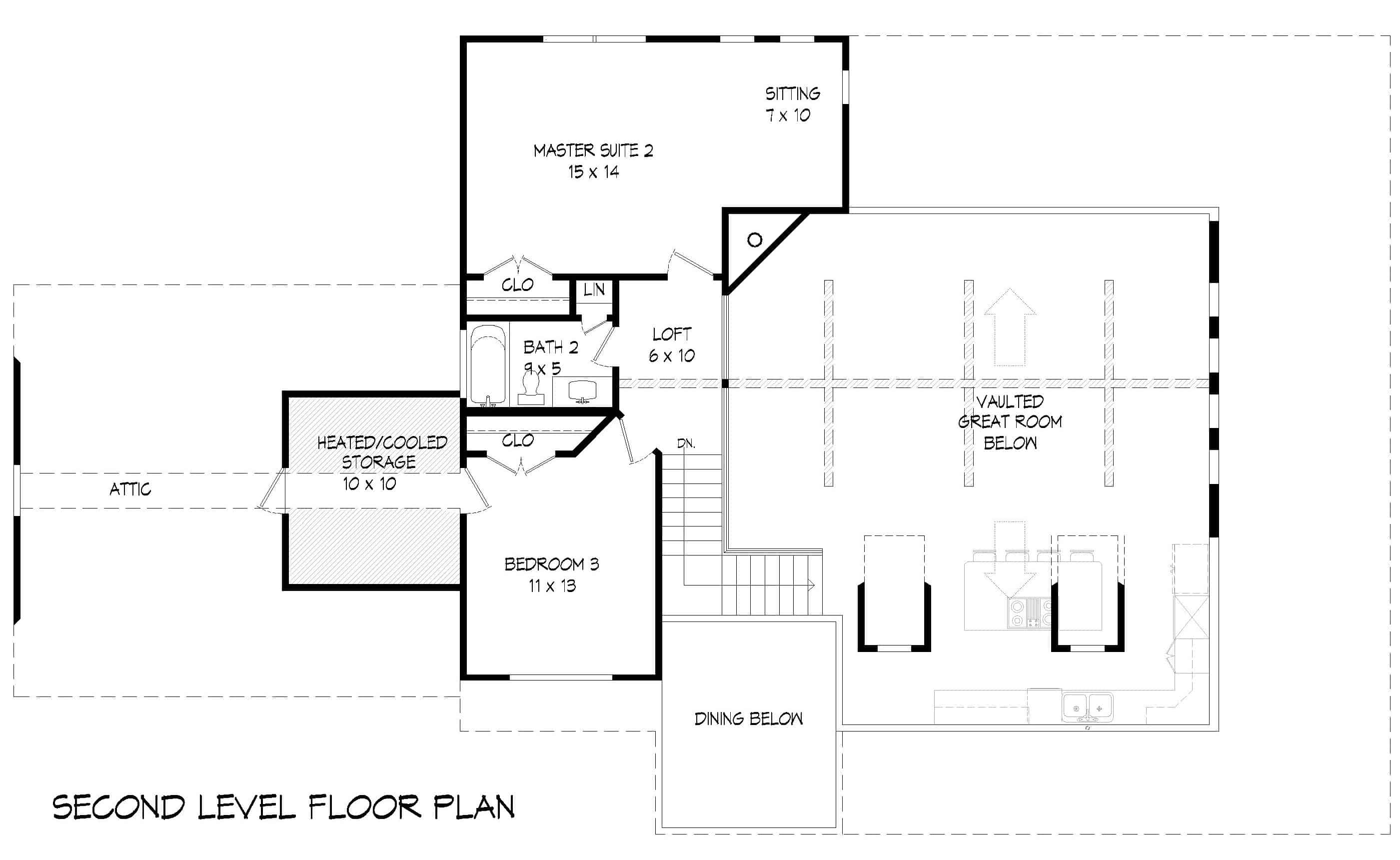 Upper Level of Contemporary Plan #196-1254