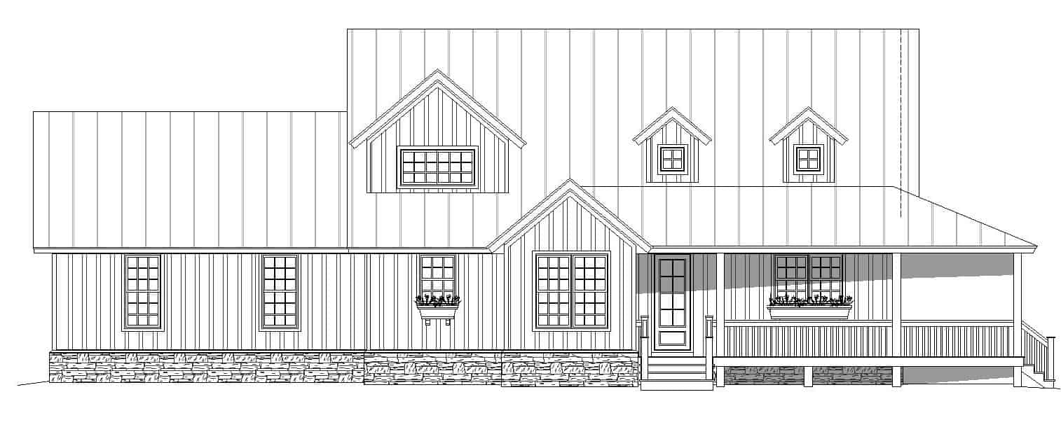 Home Plan Front Elevation of this 2-Bedroom,2400 Sq Ft Plan -196-1254